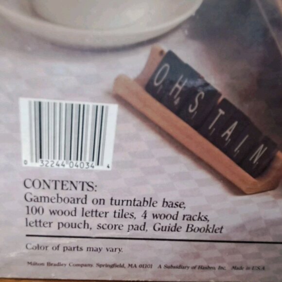 Scrabble Crossword Game 1989 Deluxe Edition Rotating Turntable Mahogany Tiles - Picture 7 of 9